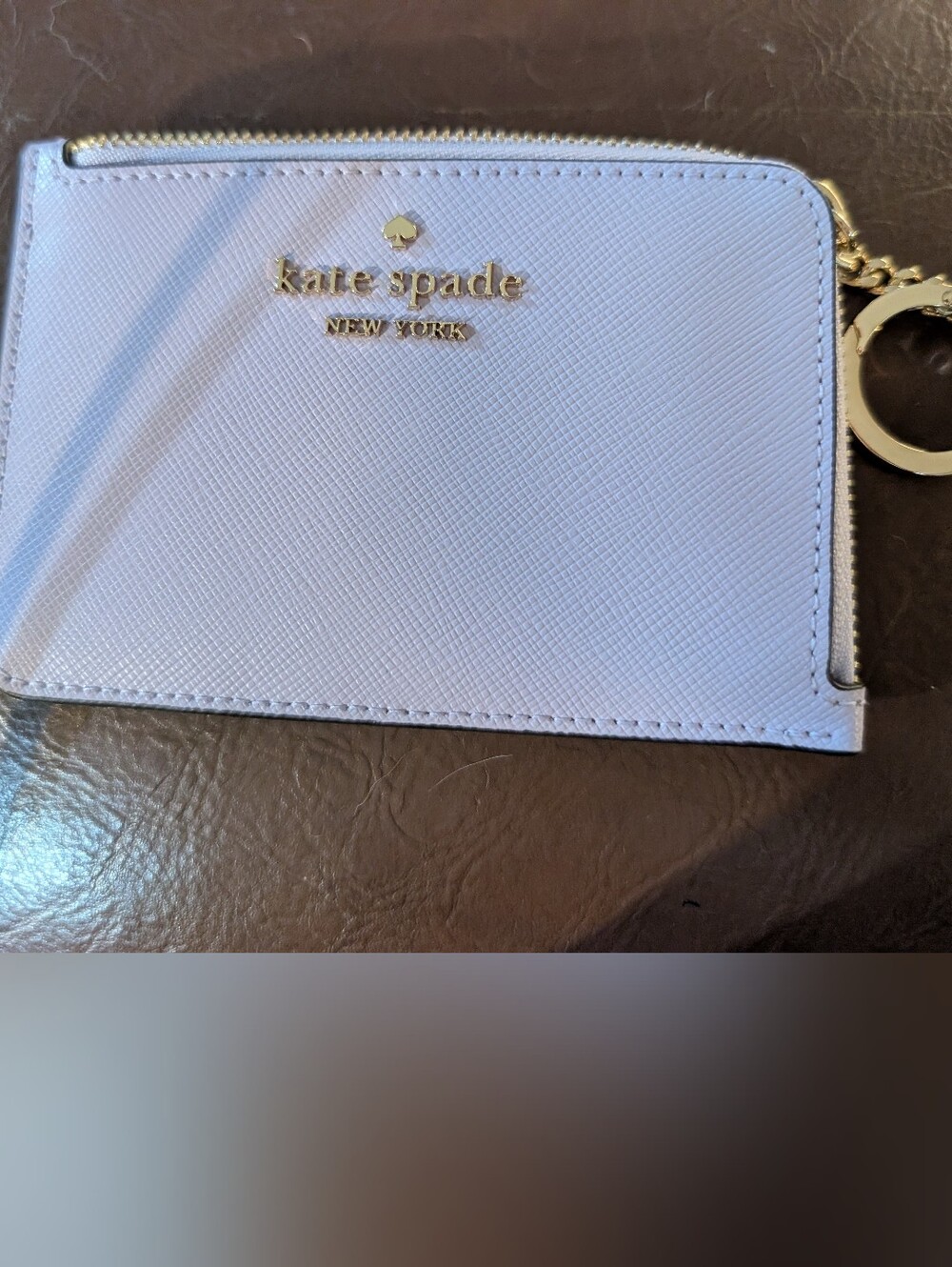 kate spade Lilac Madison Saffiano Zip Card Holder with Keyring